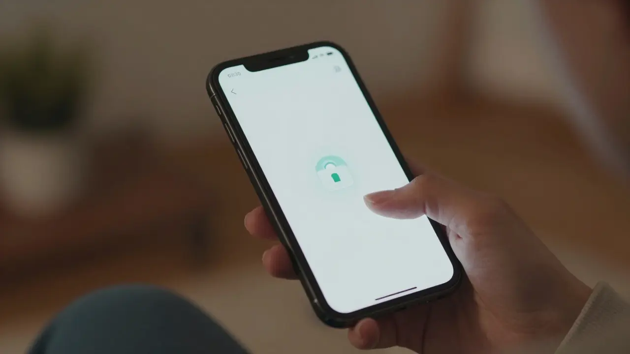 Smartphone screen with secure encrypted messaging app